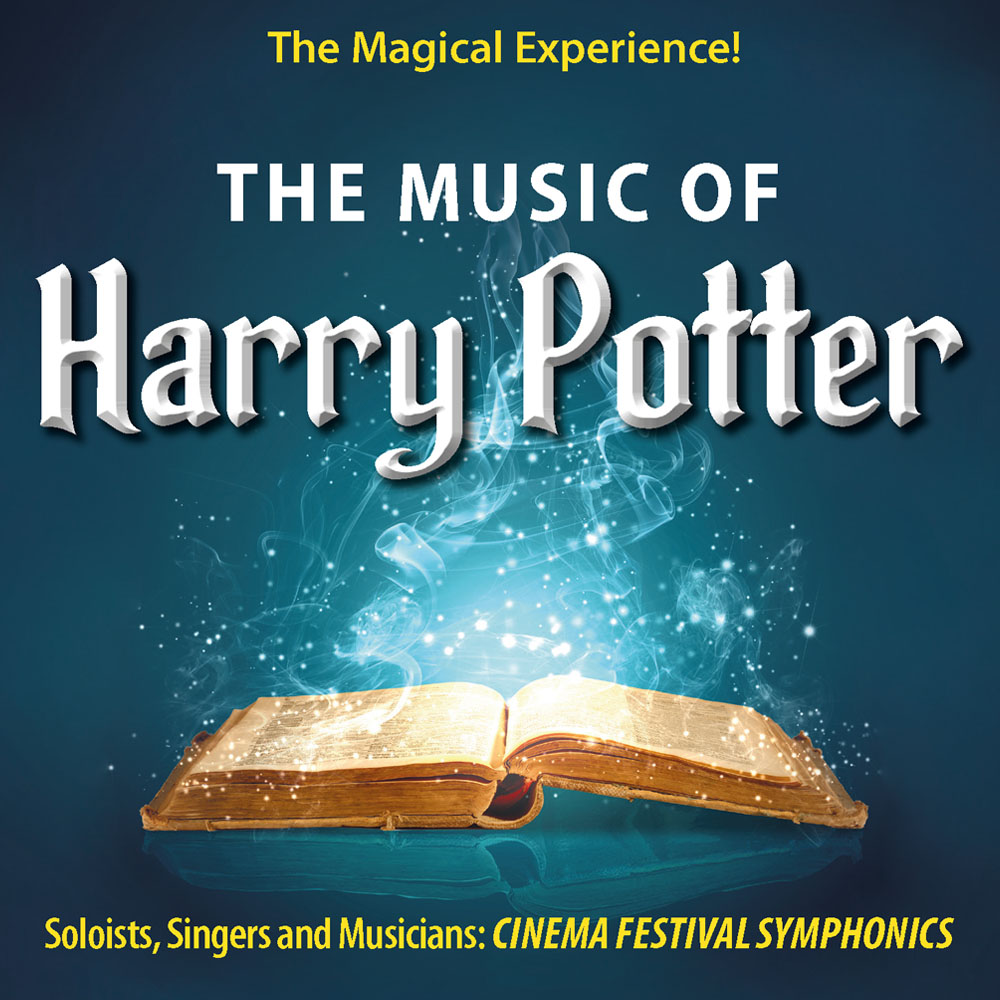 Teaserbild zu The Music of Harry Potter mit einem geöffneten Buch und magischen Effekten.