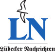 Logo der Lübecker Nachrichten mit blauen Buchstaben LN und einem stilisierten Vogel.