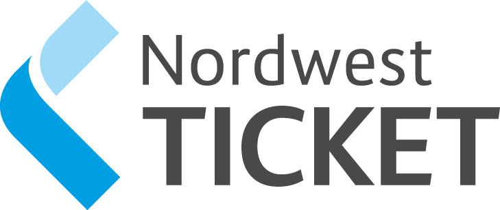 Logo nordwest Ticket mit stilisierten blauen Elementen