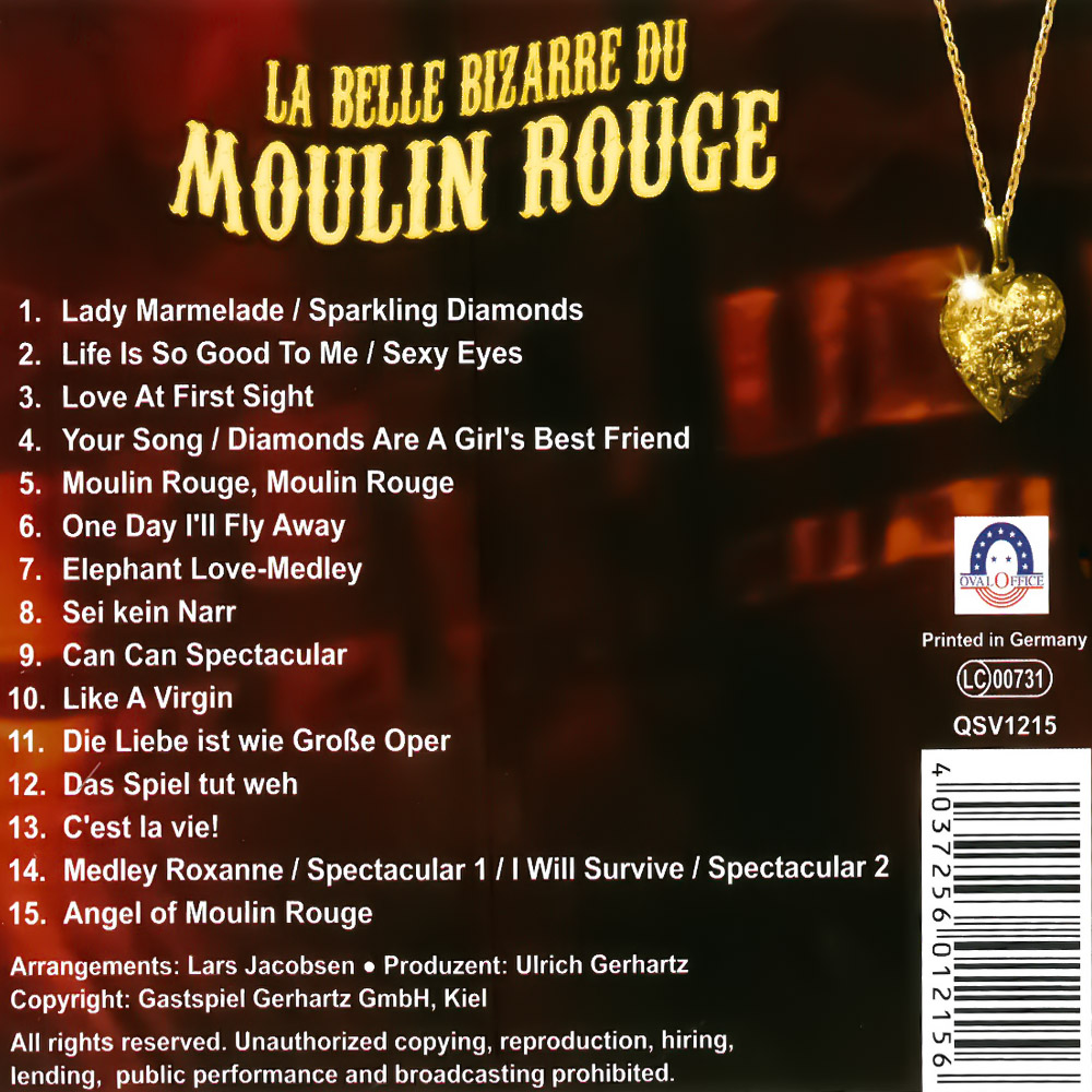 Cover zu La Belle Bizarre Du Moulin Rouge mit Trackliste und Herzanhänger