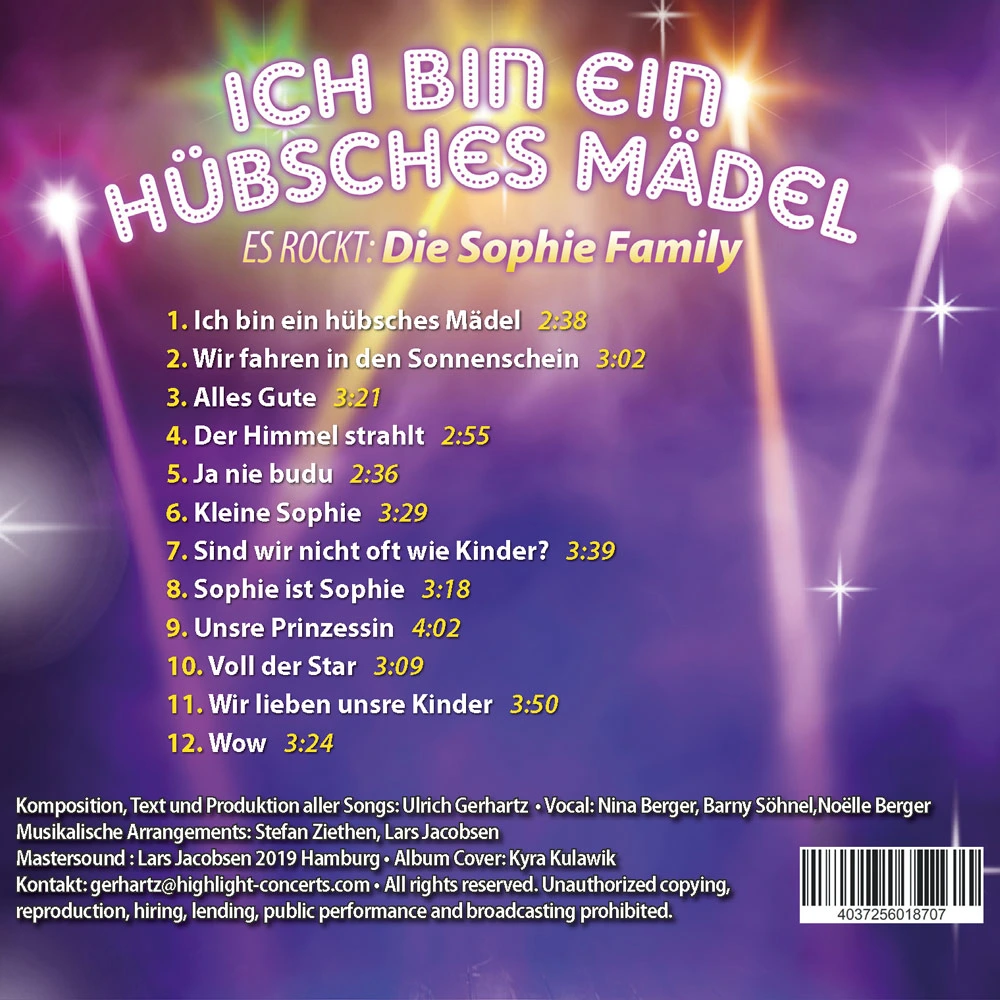 Cover zu Ich bin ein hübsches Mädel mit Trackliste der Sophie Family