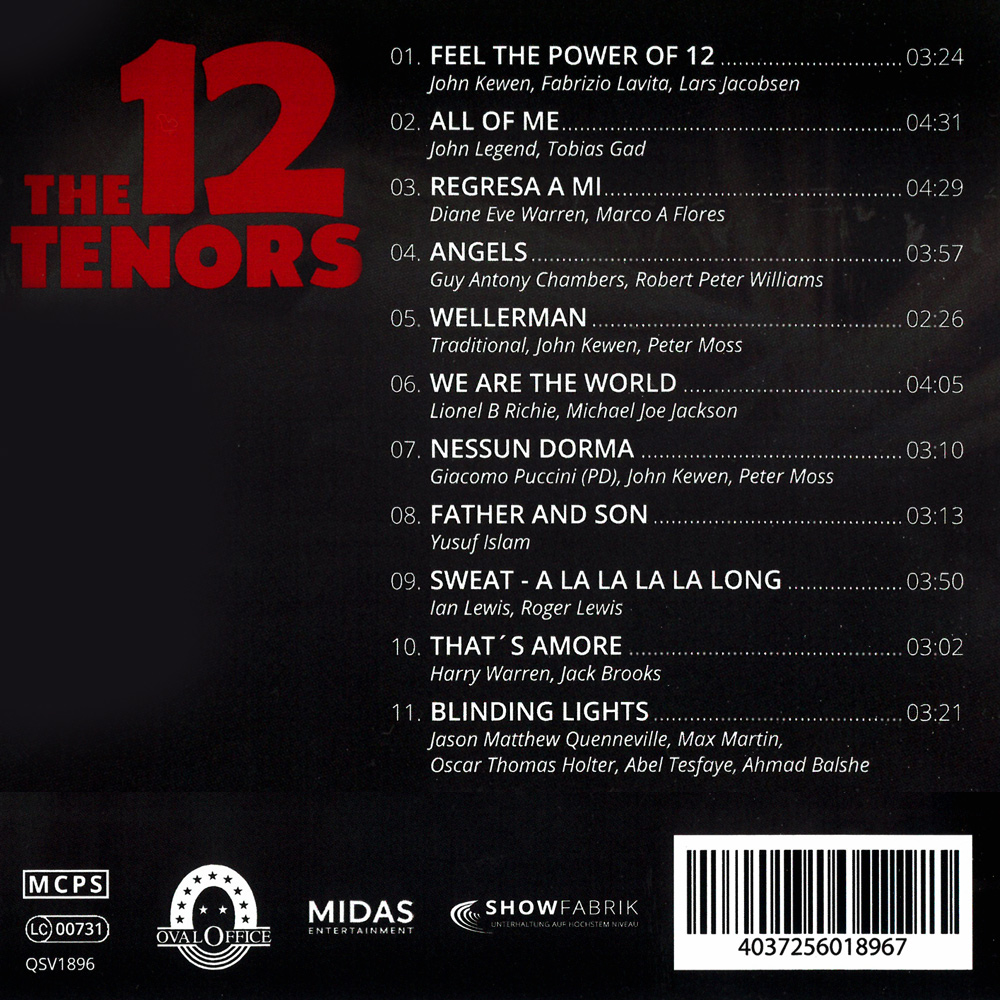 Cover zu The 12 Tenors mit Trackliste und Titeln der Lieder.