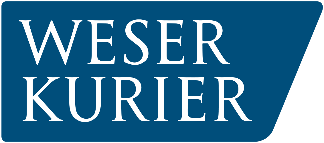 Logo von WESER KURIER auf blauem Hintergrund.