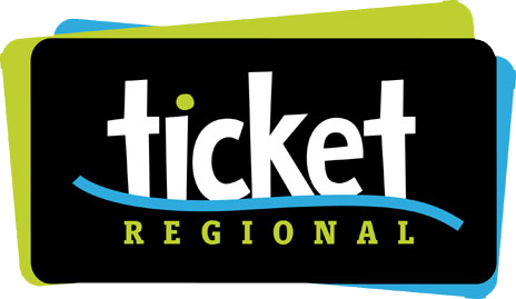 Logo von ticket regional mit bunten Karten im Hintergrund.